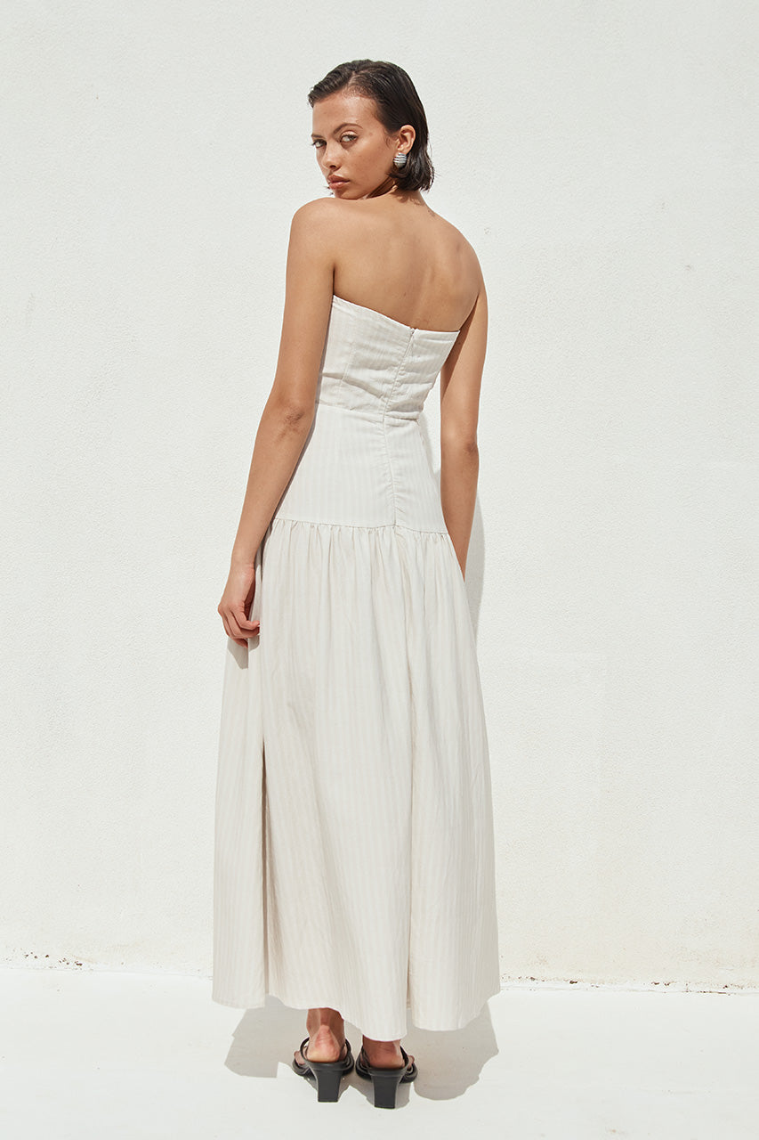 Heather Midi Elbise - Taş Çizgili