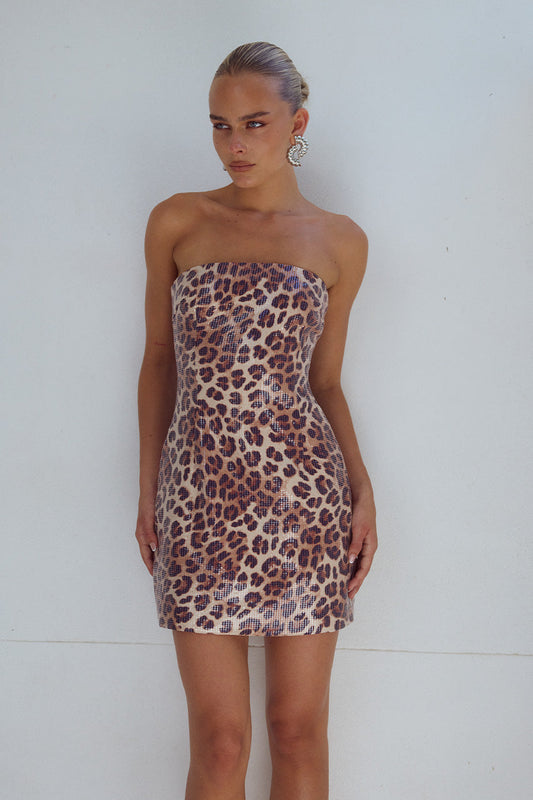 İbiza Mini Elbise - Leopar Desen