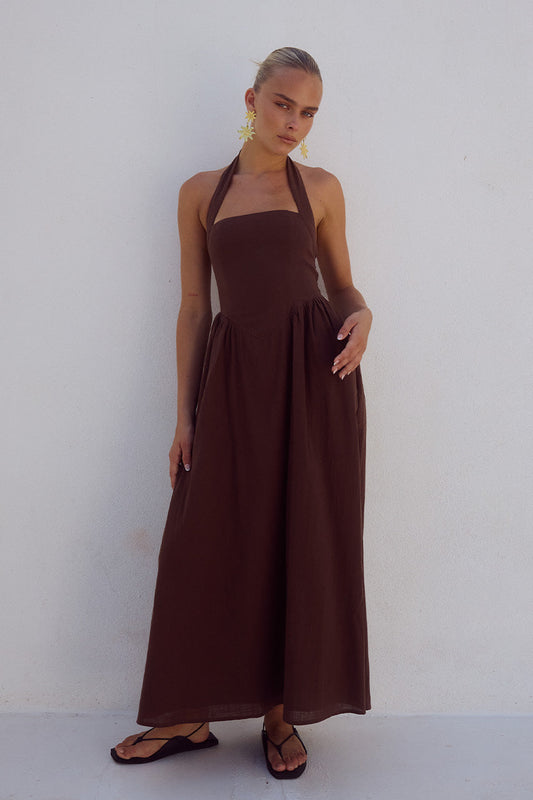 Locklea Midi Elbise - Çikolata