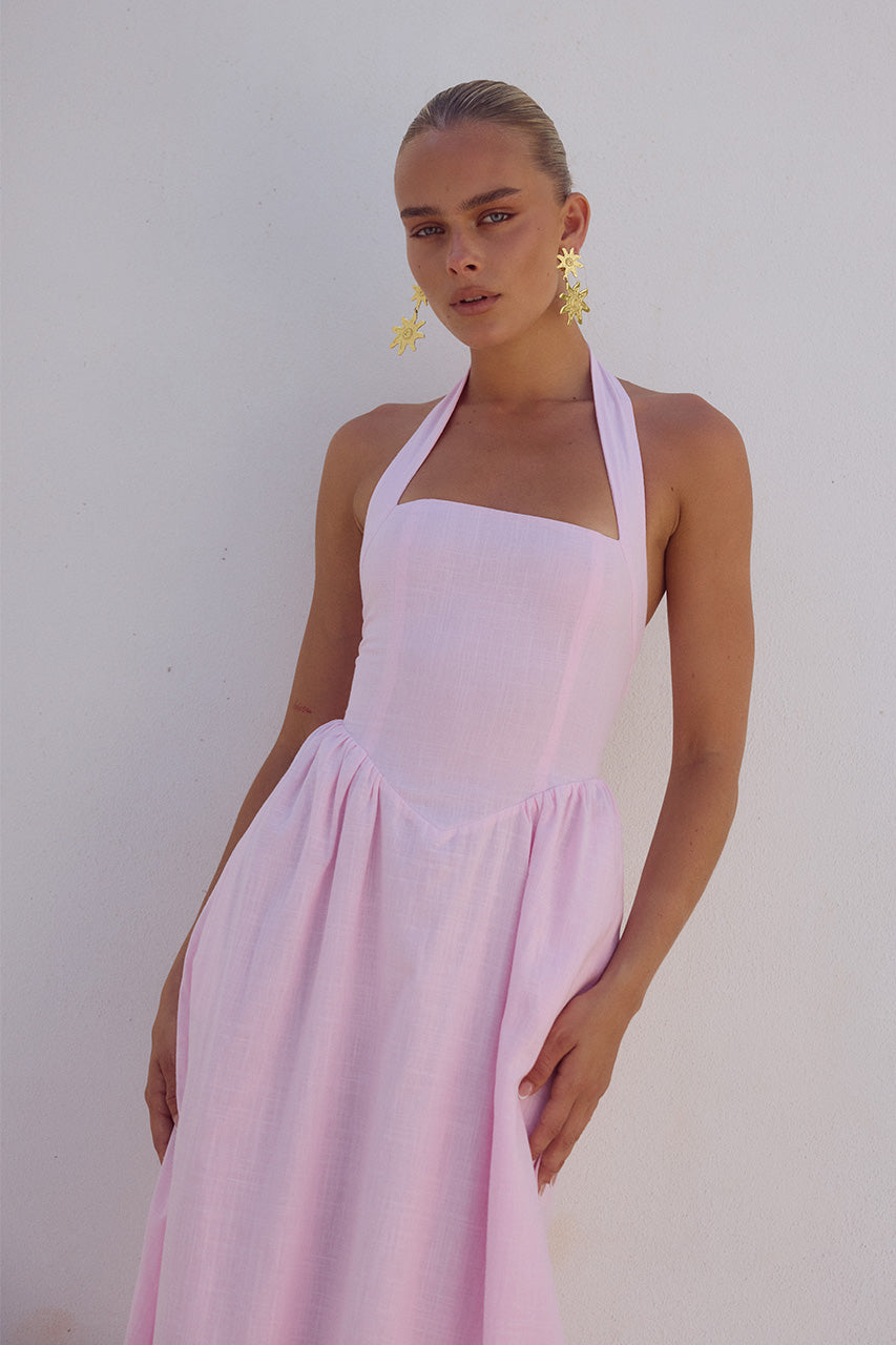 Locklea Midi Elbise - Pembe