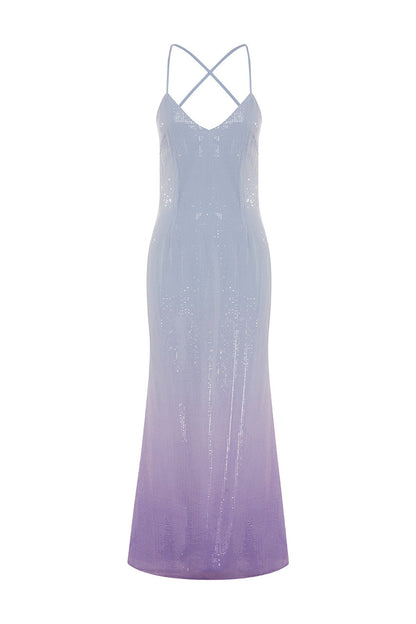 Niyah Maxi Elbise - Buz Mavisi Ombre