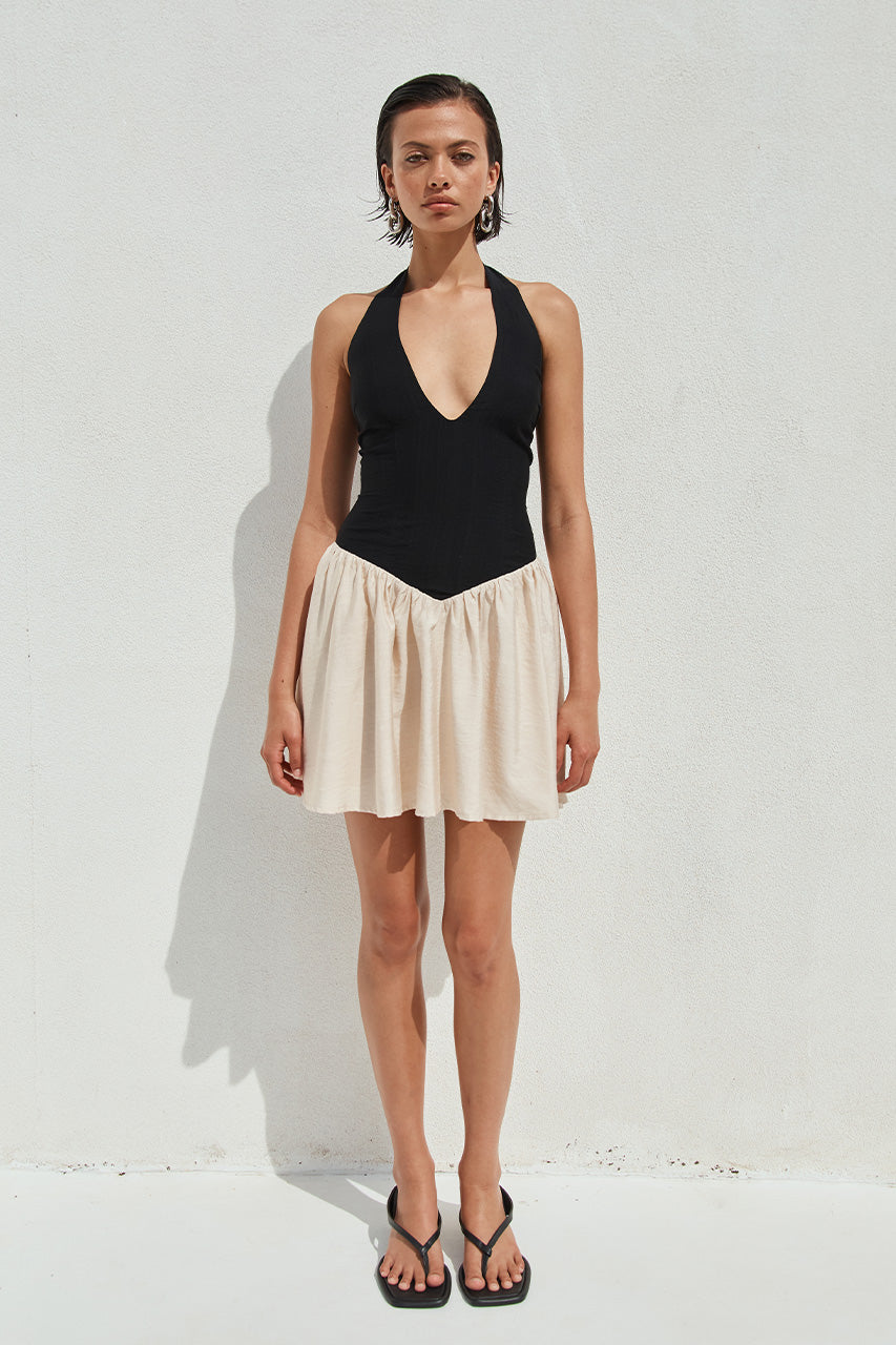 Sammi Mini Elbise - Siyah/Krem