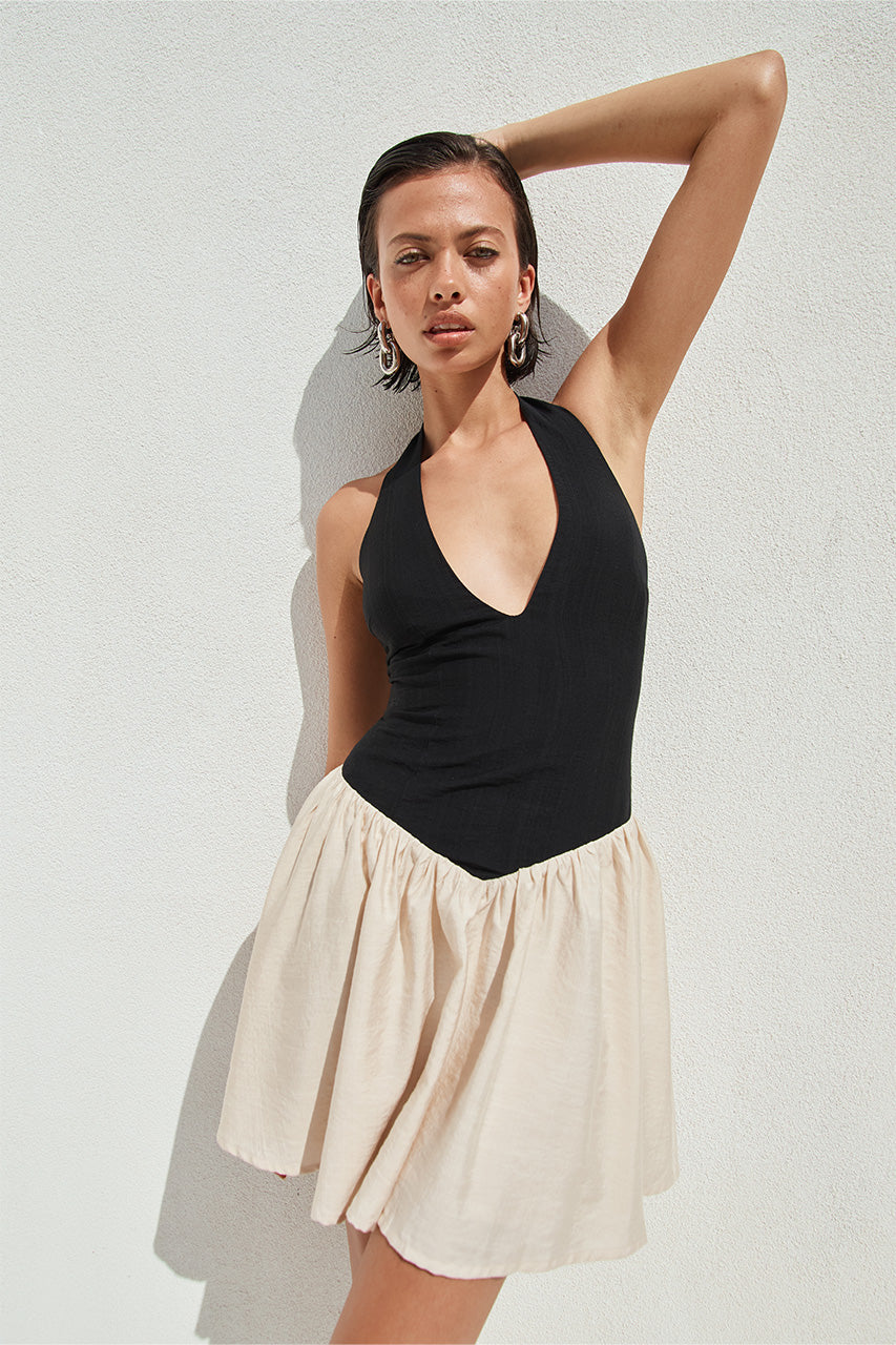 Sammi Mini Elbise - Siyah/Krem