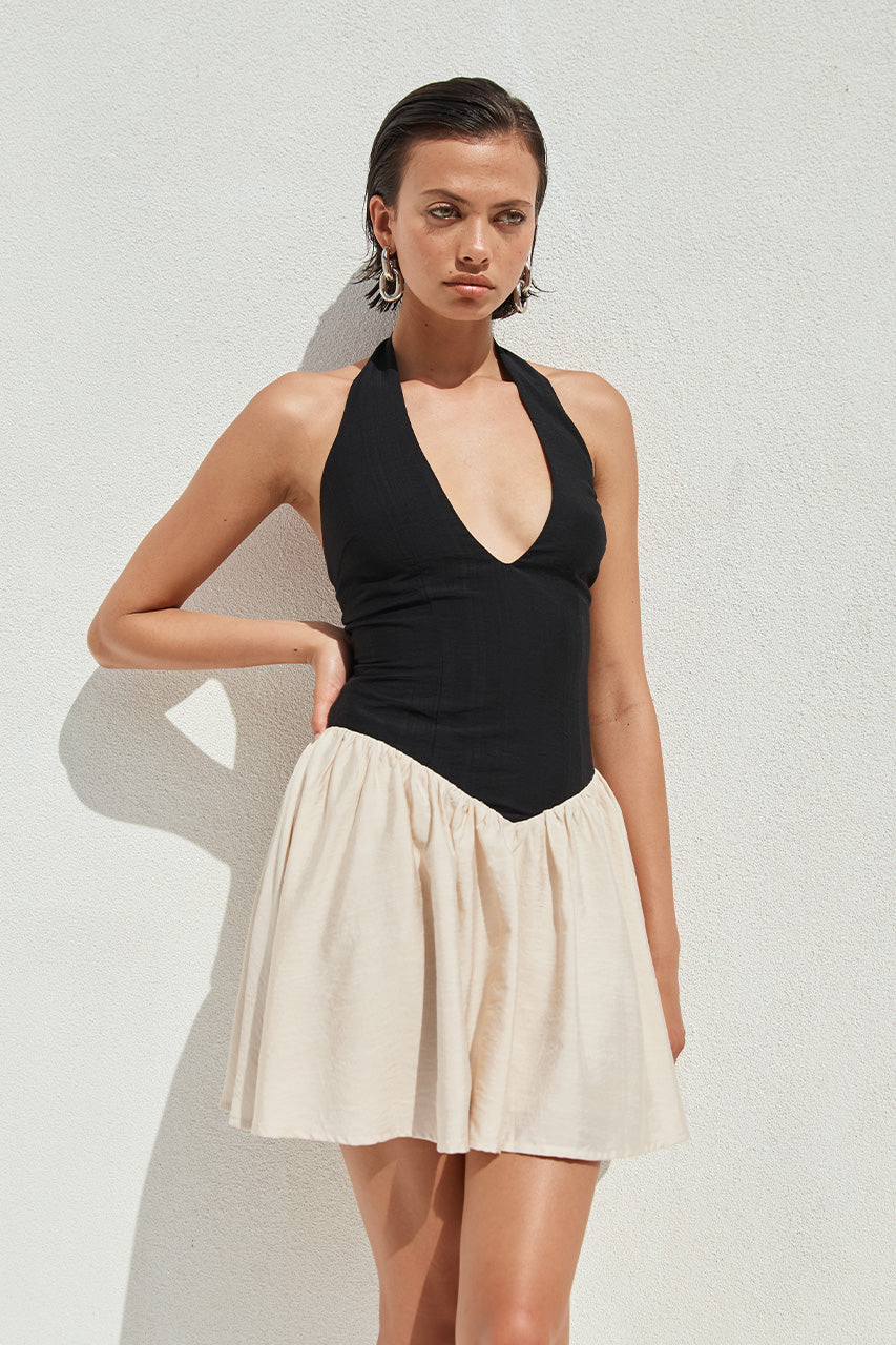 Sammi Mini Elbise - Siyah/Krem