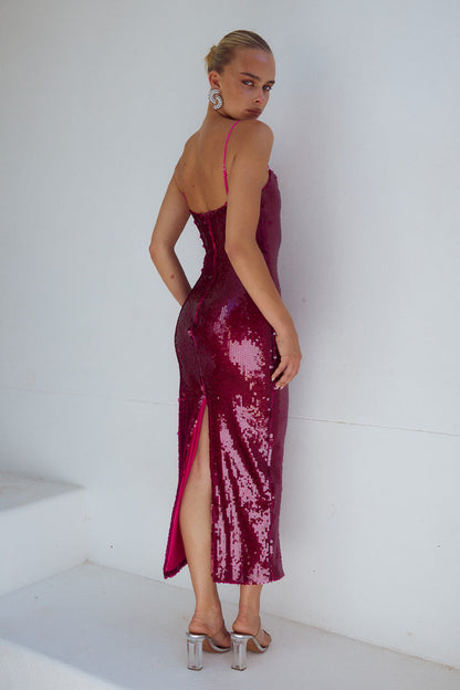 Vesina Midi Elbise - Berry