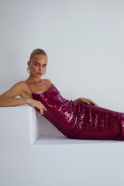 Vesina Midi Elbise - Berry