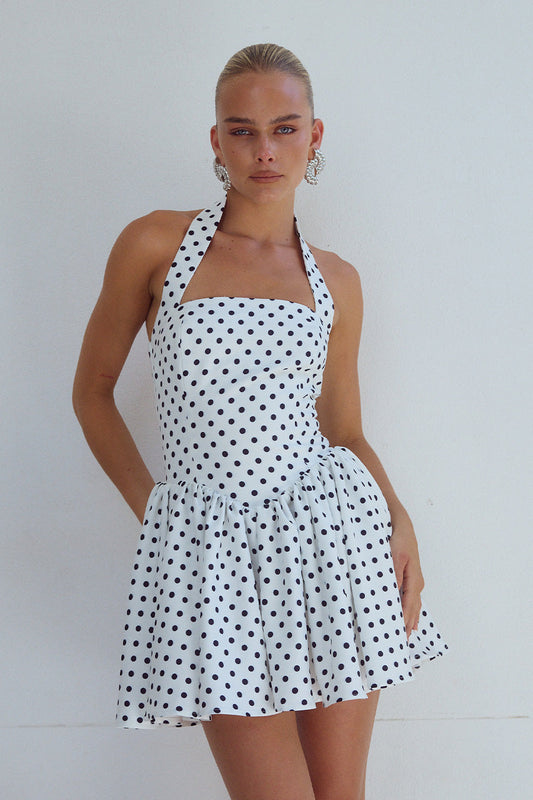 Wınslow Mini Elbise - Beyaz Polka