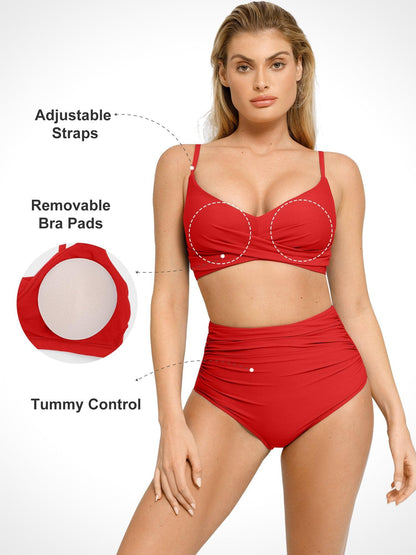 Shapewear Göğüs Geliştirici Drapeli Bikini Üstü