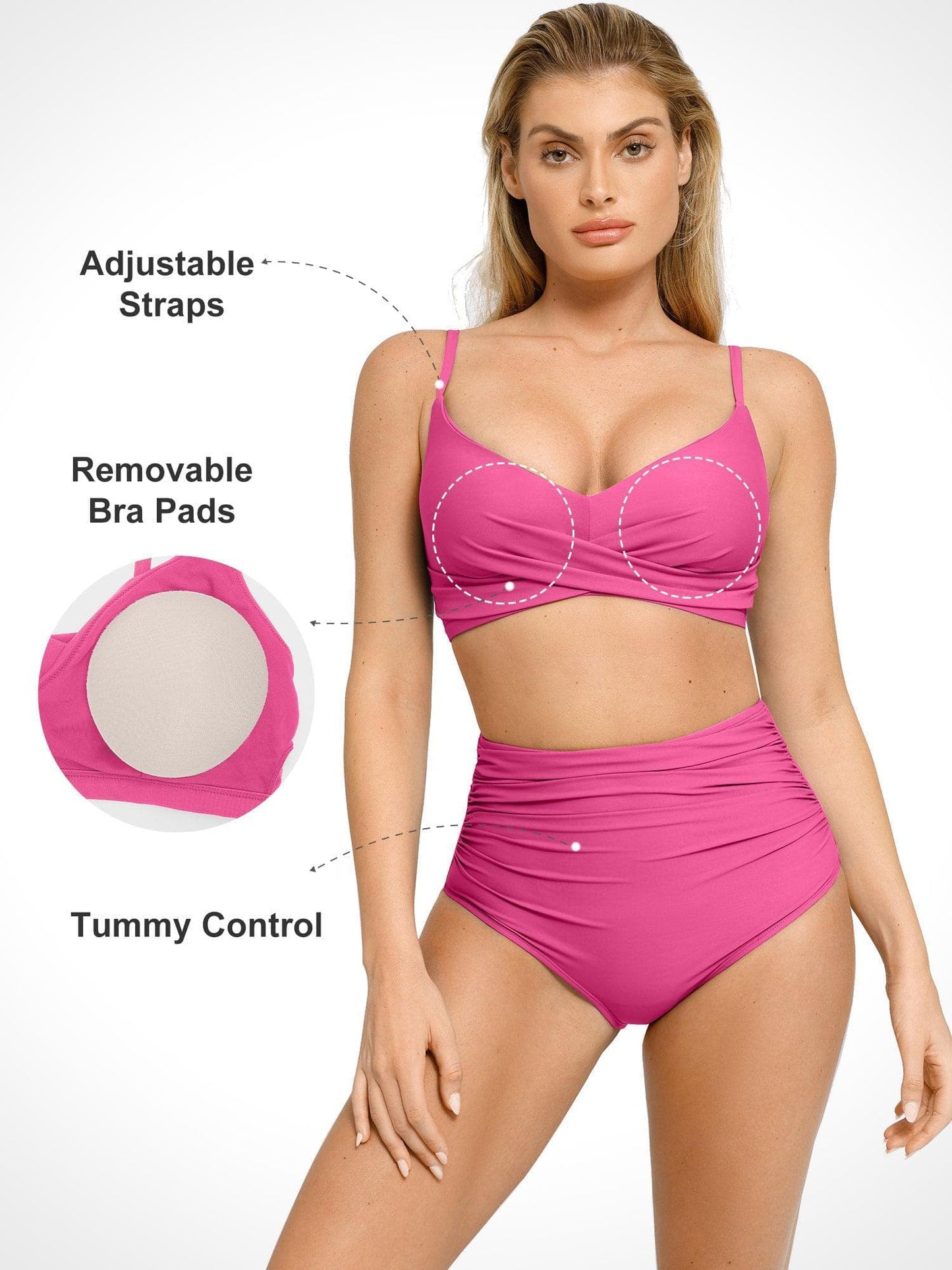 Shapewear Göğüs Geliştirici Drapeli Bikini Üstü