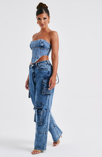 Brooklyn Kargo Pantolon - Dark Wash