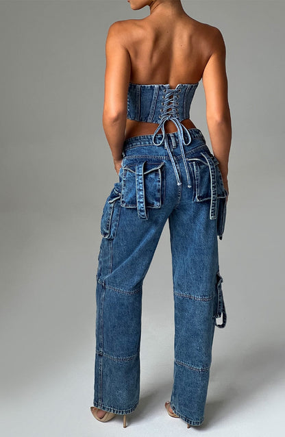 Brooklyn Kargo Pantolon - Dark Wash