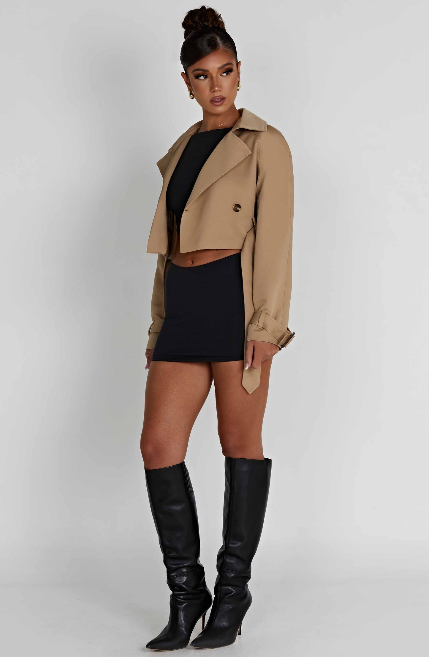 Caprice Cropped Trençkot - Bej