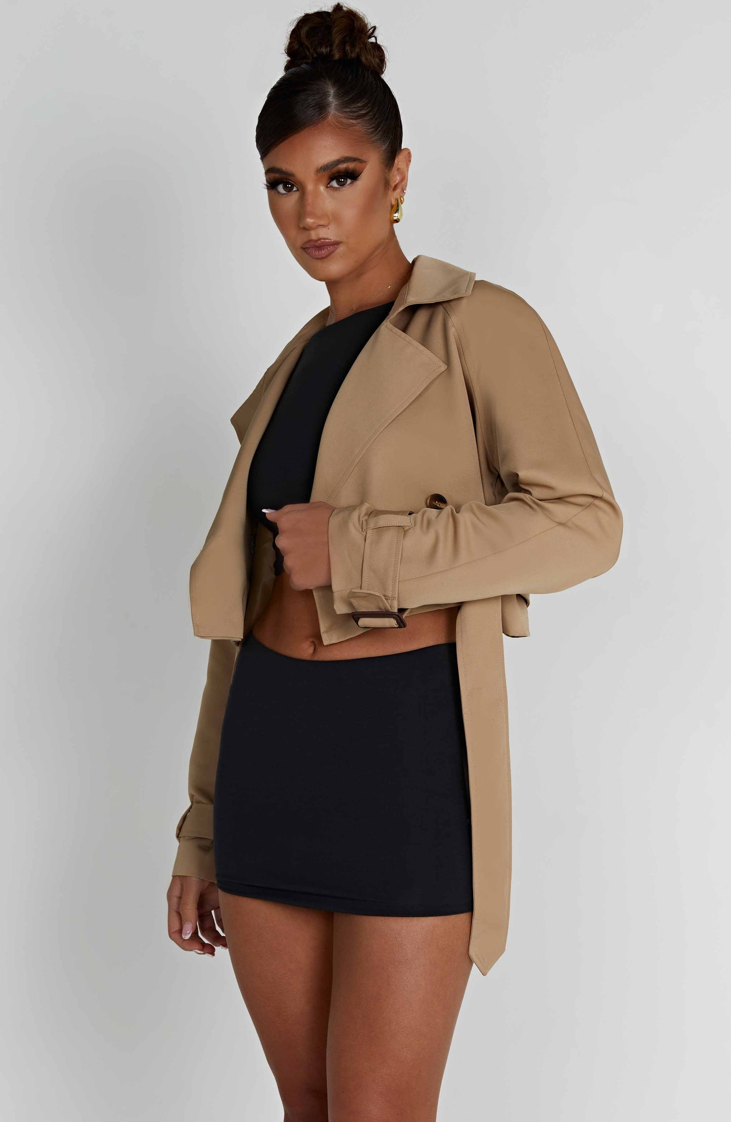 Caprice Cropped Trençkot - Bej