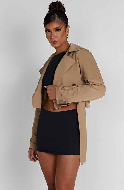 Caprice Cropped Trençkot - Bej