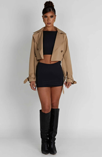 Caprice Cropped Trençkot - Bej