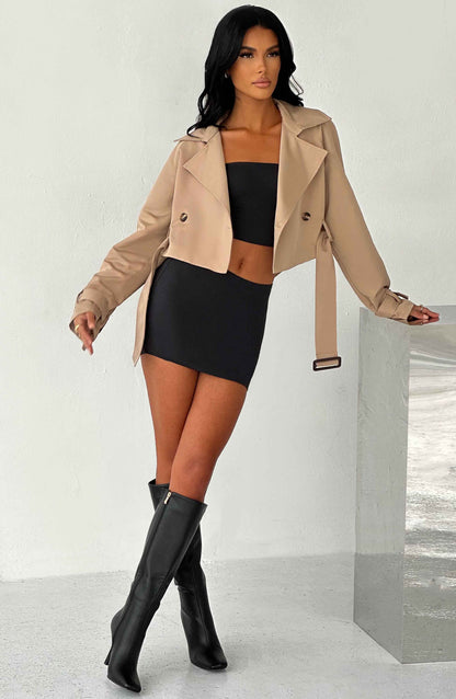Caprice Cropped Trençkot - Bej