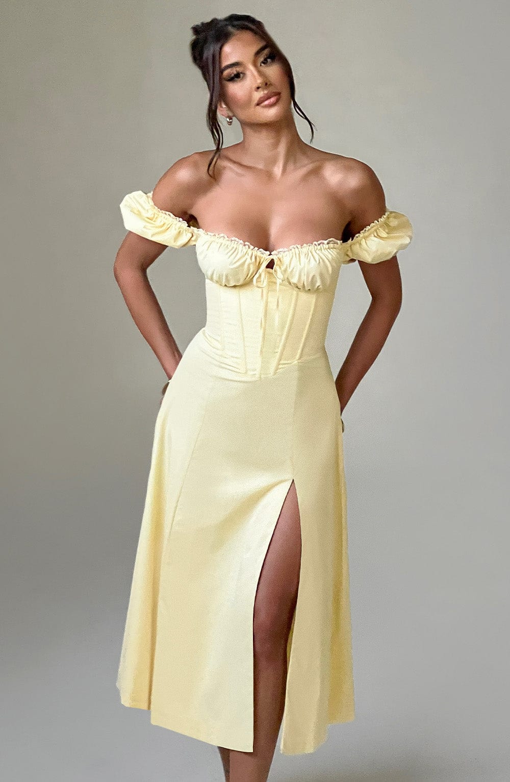 Courtney Midi Elbise - Limon