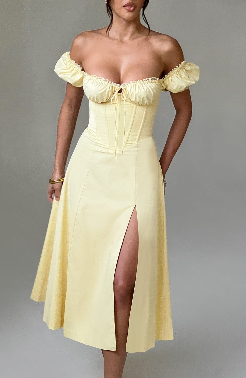 Courtney Midi Elbise - Limon