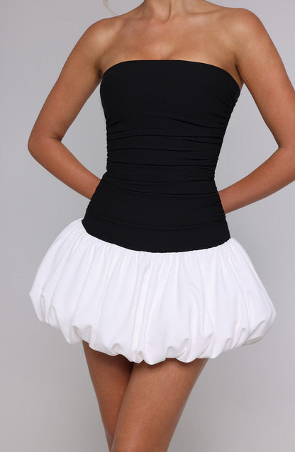 Gemma Mini Elbise - Siyah/Beyaz