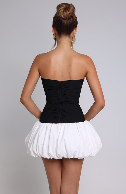 Gemma Mini Elbise - Siyah/Beyaz