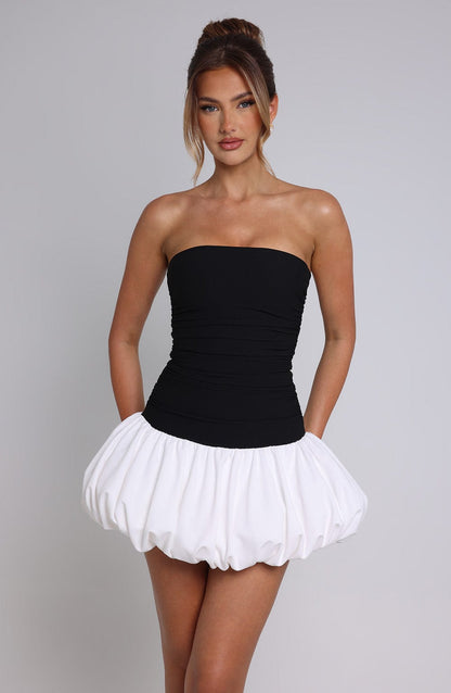 Gemma Mini Elbise - Siyah/Beyaz