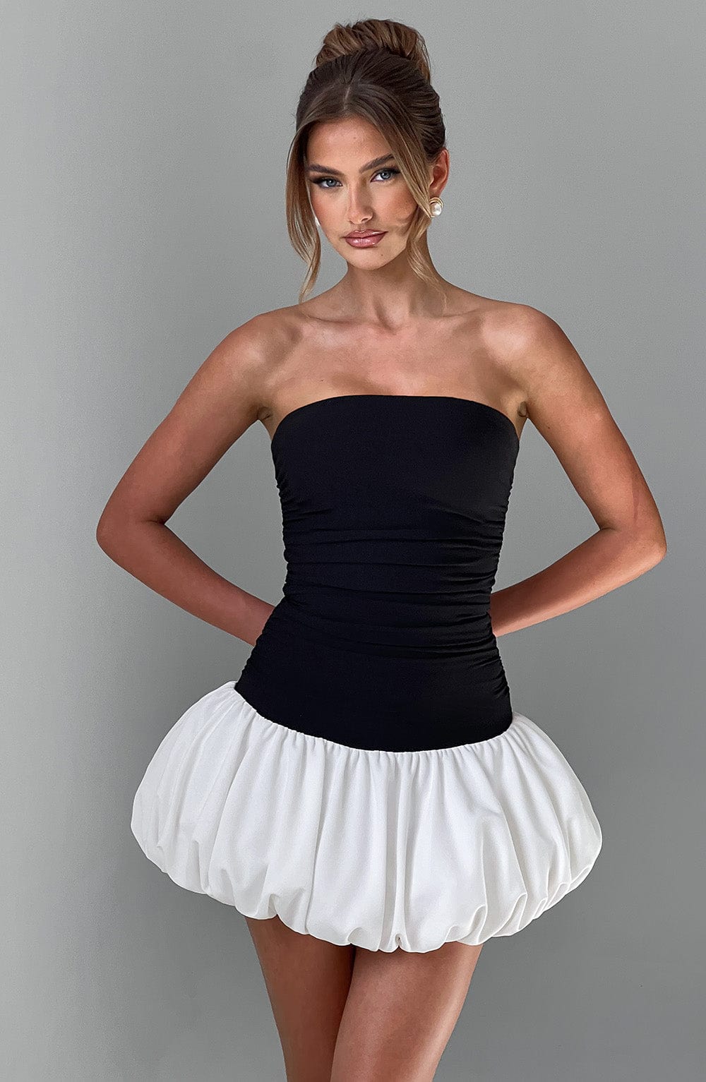 Gemma Mini Elbise - Siyah/Beyaz