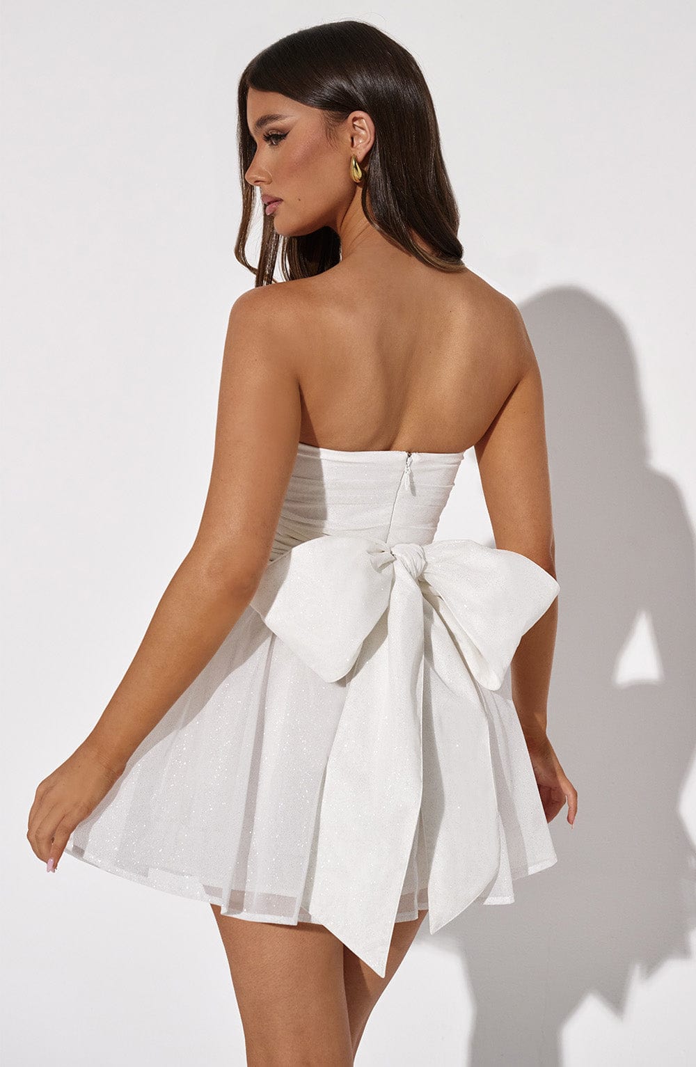 Katrina Mini Elbise - Fildişi Işıltılı
