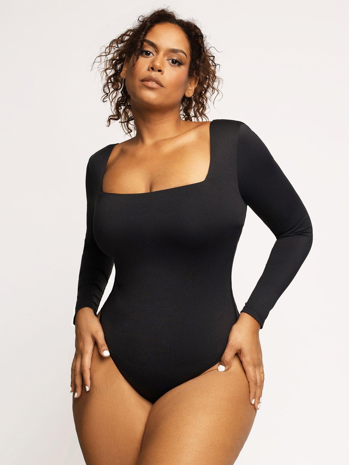 Shapewear Uzun Kollu Şekillendirici Bodysuit Deri Midi Etek Takım