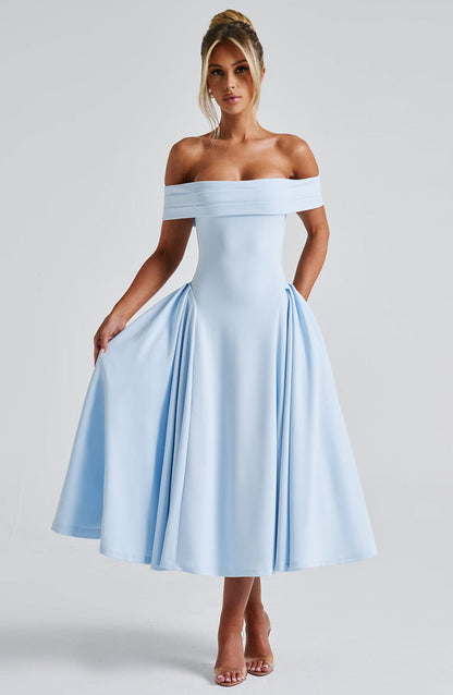 Miranda Midi Elbise - Mavi