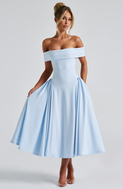 Miranda Midi Elbise - Mavi