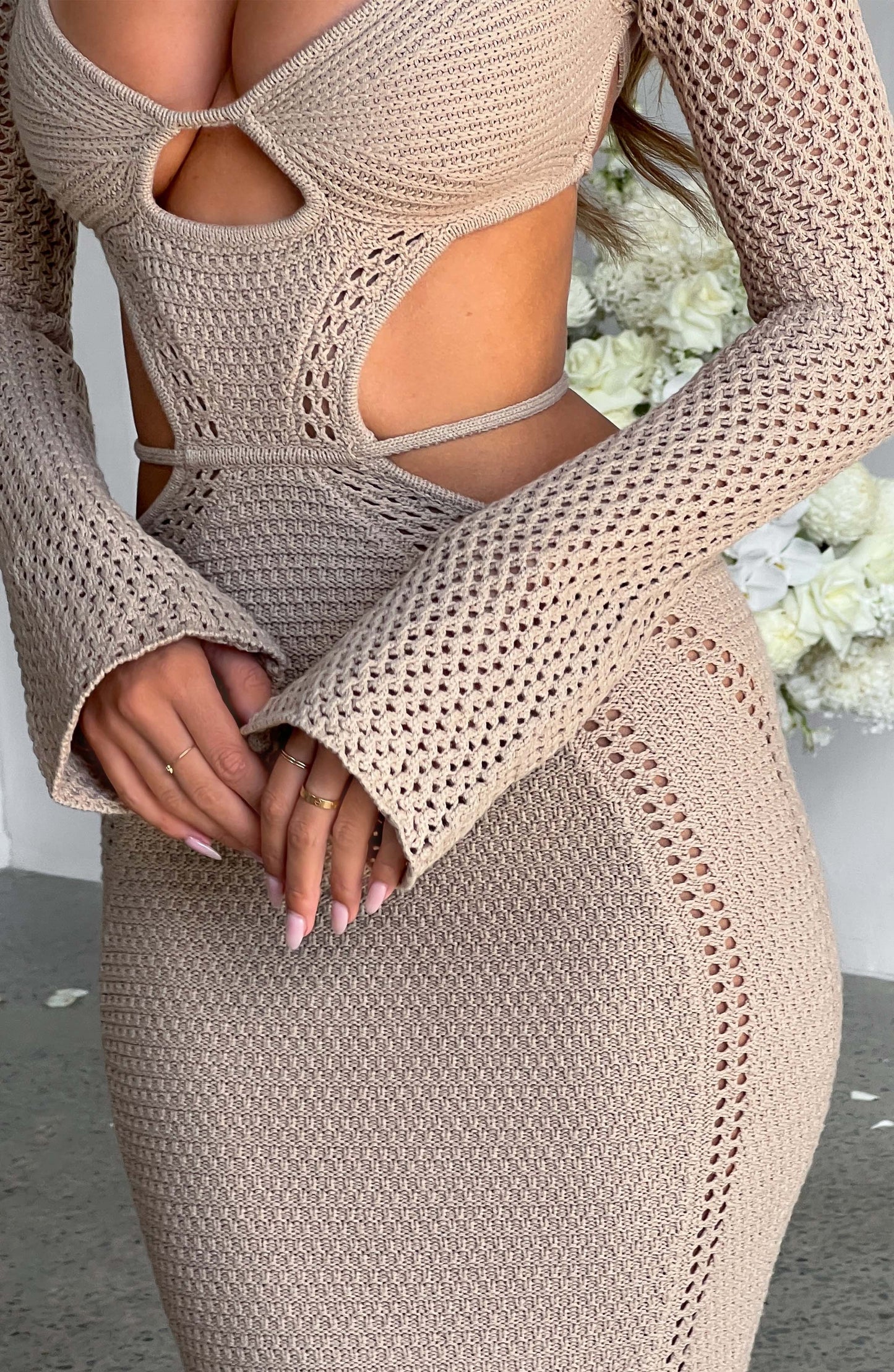 Nadine Maksi Elbise - Bej
