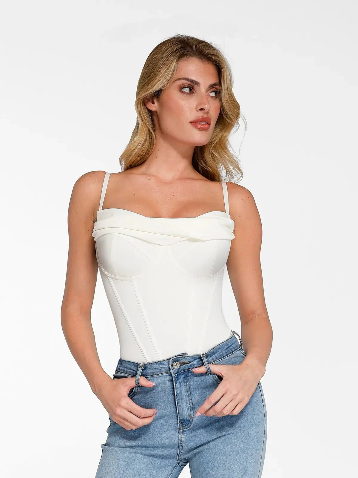 Shapewear Dökümlü Büst Kum Saati Korse Bodysuit