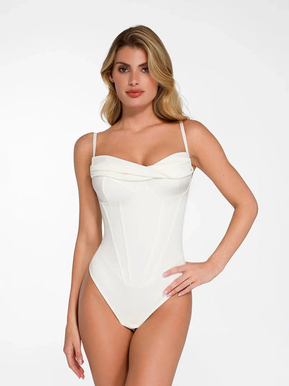 Shapewear Dökümlü Büst Kum Saati Korse Bodysuit