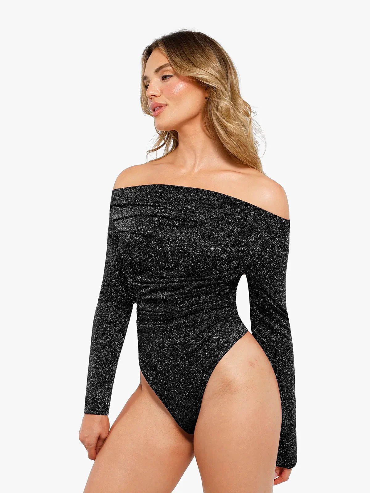 Shapewear Metalik Örgü Uzun Kollu İnceltici Bodysuit