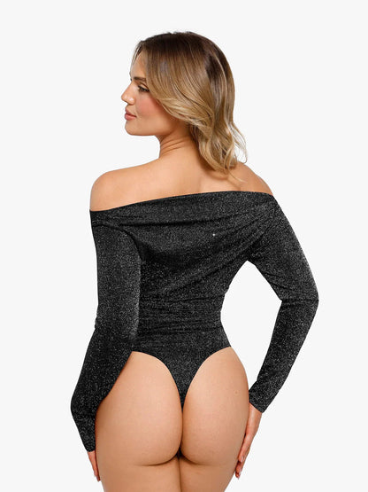 Shapewear Metalik Örgü Uzun Kollu İnceltici Bodysuit