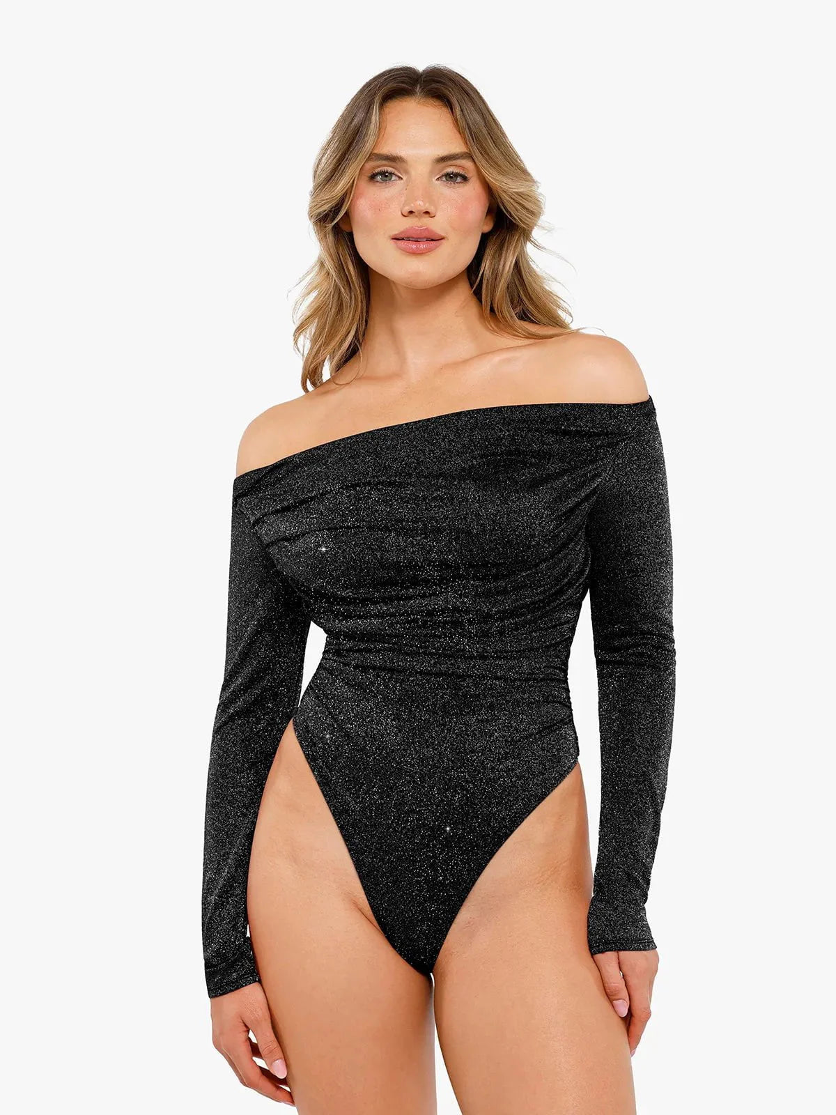 Shapewear Metalik Örgü Uzun Kollu İnceltici Bodysuit