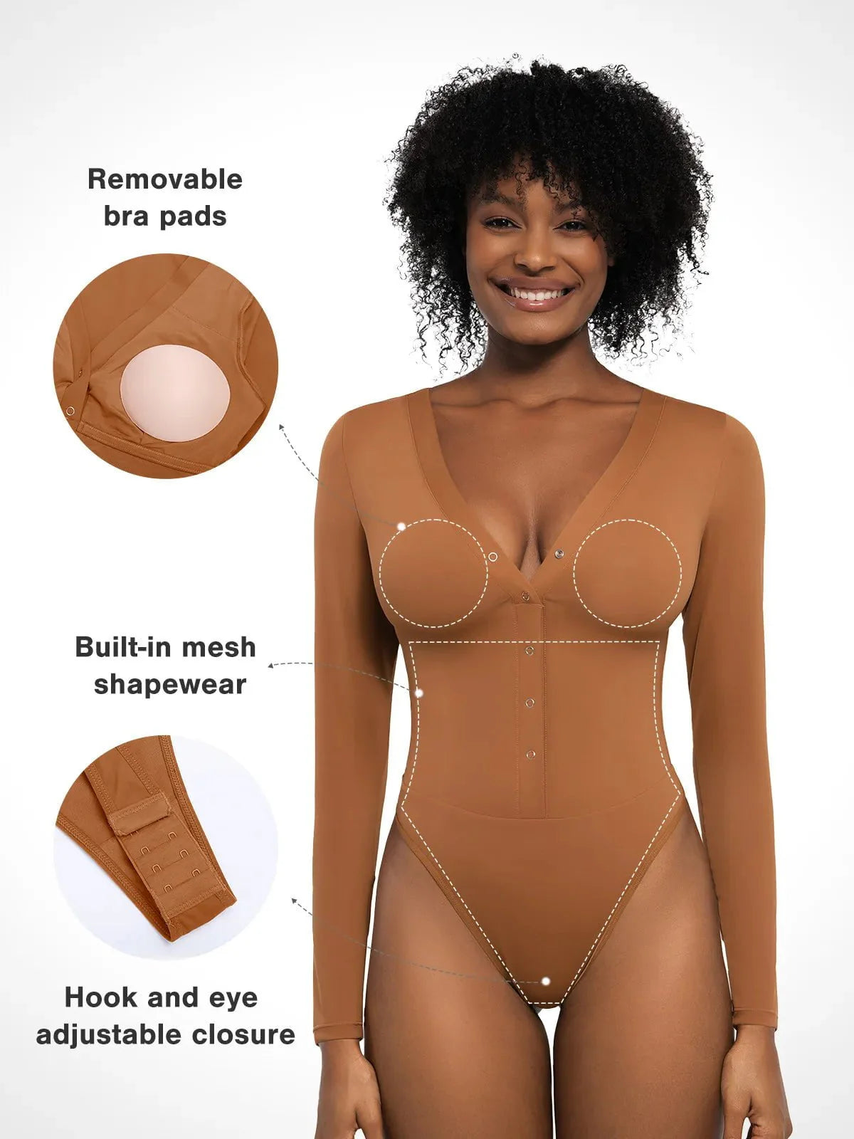 Redtag Thermal Shapewear Uzun Kollu Karın Kontrol Bodysuit