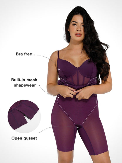 Shapewear File Korse Panel Gömme Şekillendirici Midi Elbise