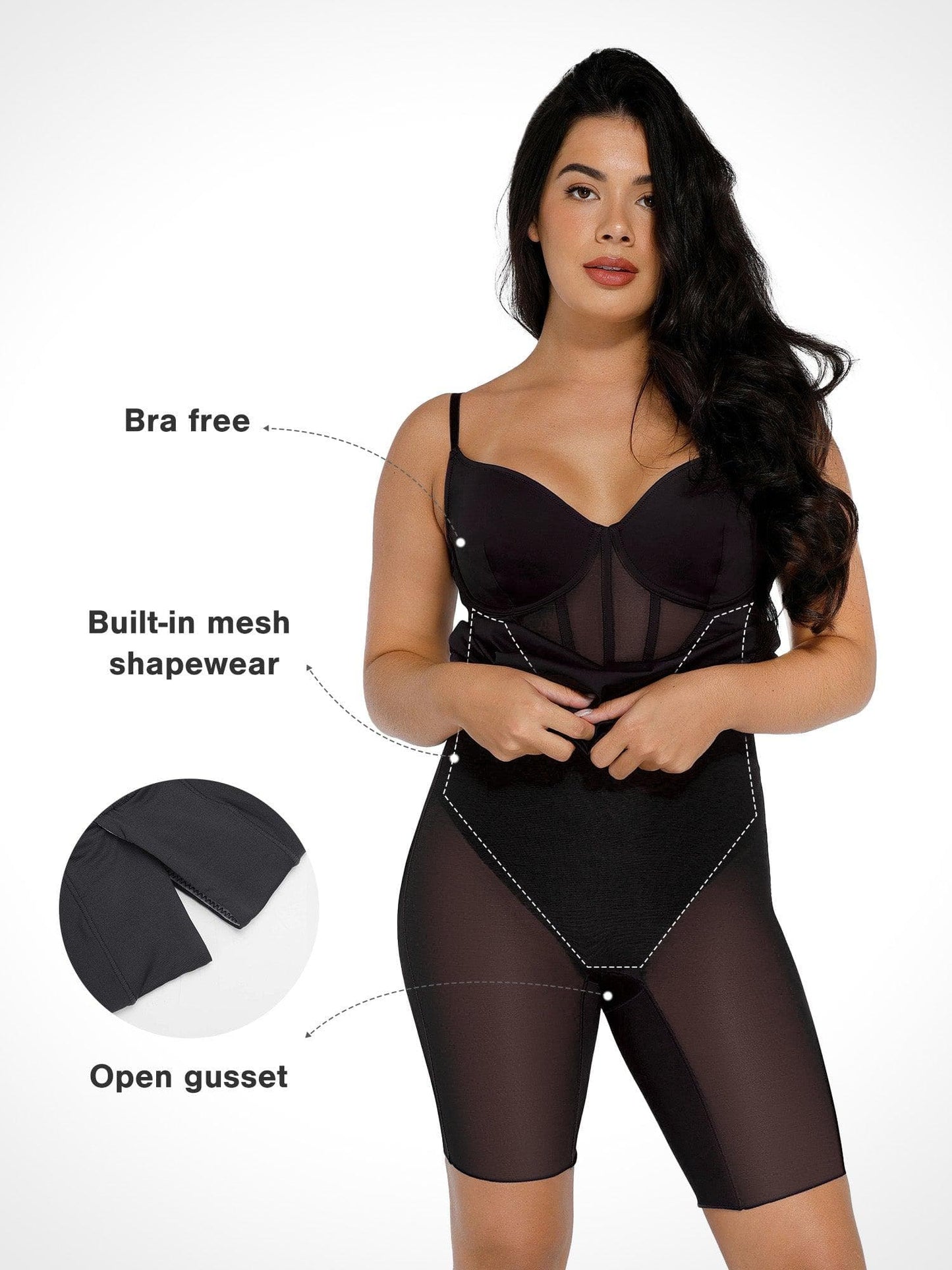 Shapewear File Korse Panel Gömme Şekillendirici Midi Elbise