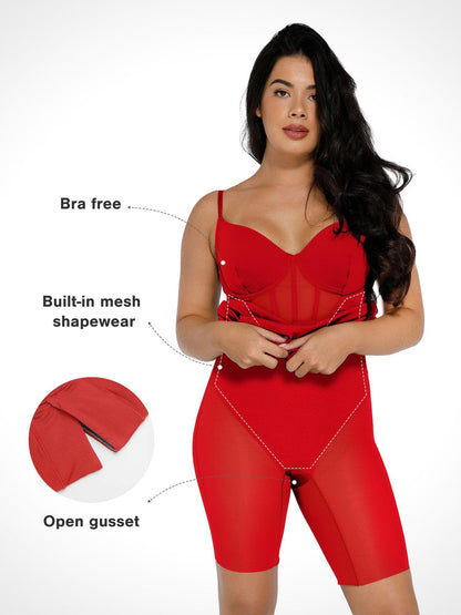 Shapewear File Korse Panel Gömme Şekillendirici Midi Elbise