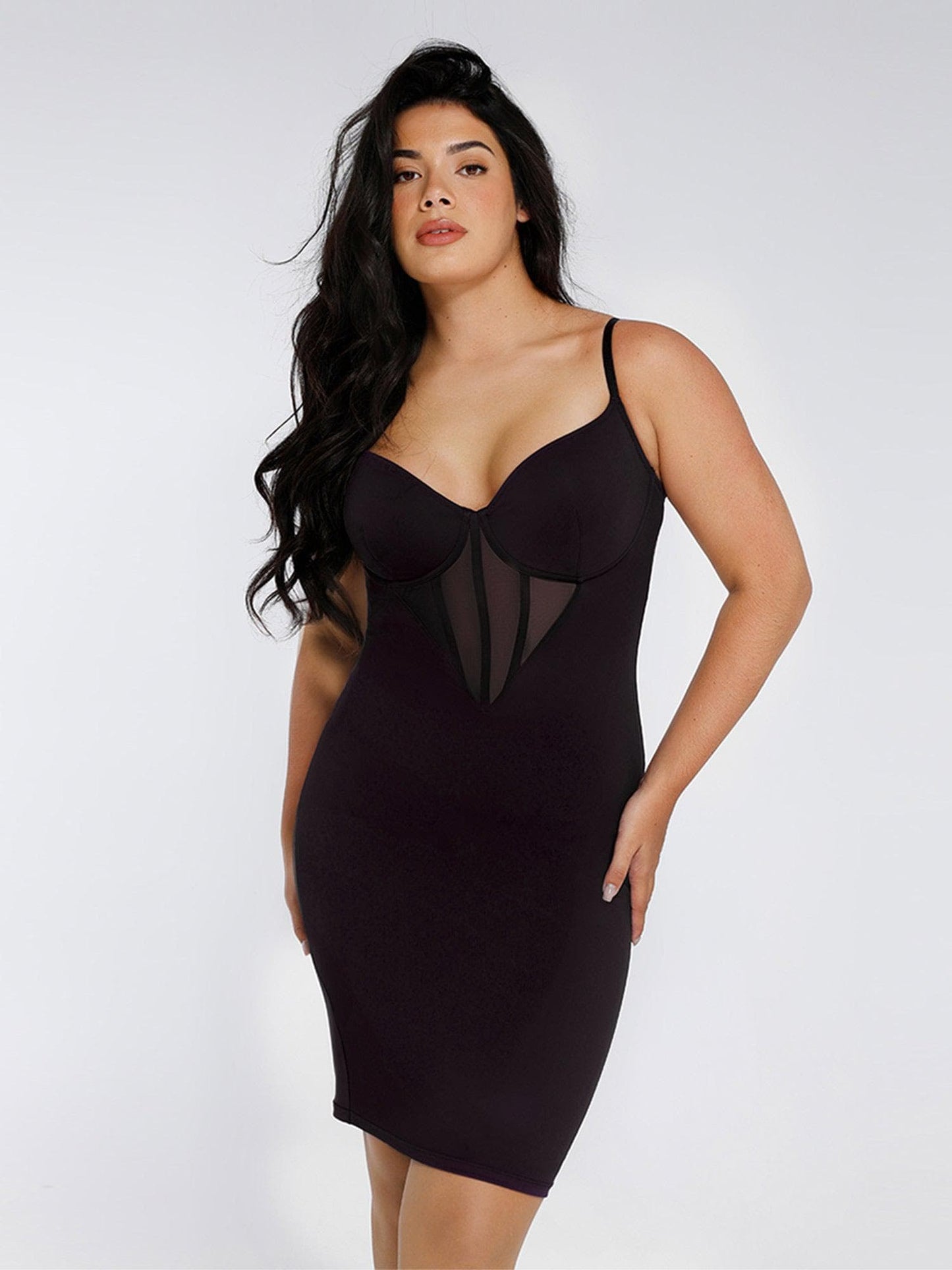 Shapewear File Korse Panel Gömme Şekillendirici Midi Elbise