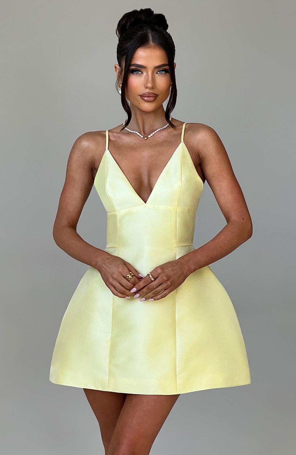 Nicole Mini Elbise - Limon