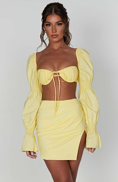 Perla Mini Etek - Limon