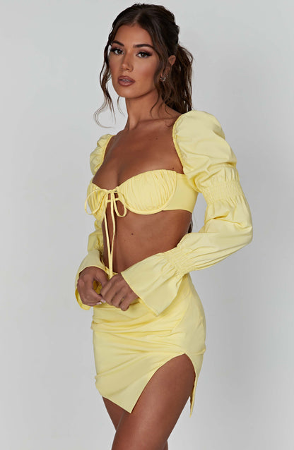 Perla Mini Etek - Limon