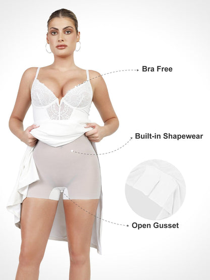 Shapewear Dantel Elbise Şeffaf Örgü Setli