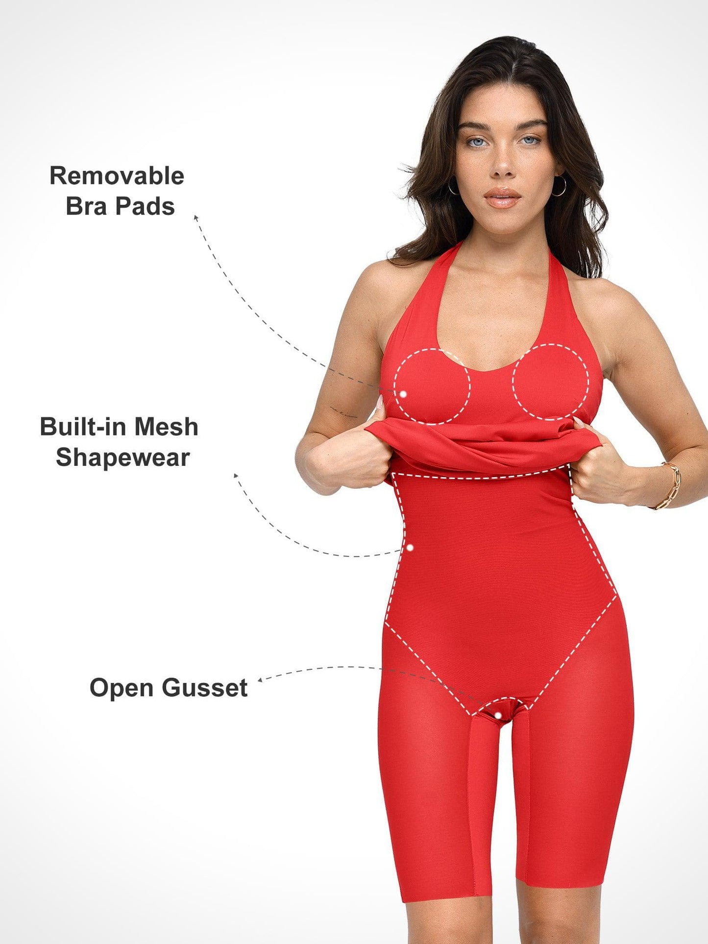 Shapewear Cabrio Sırtı Açık Halter Şekillendirici Midi Elbise