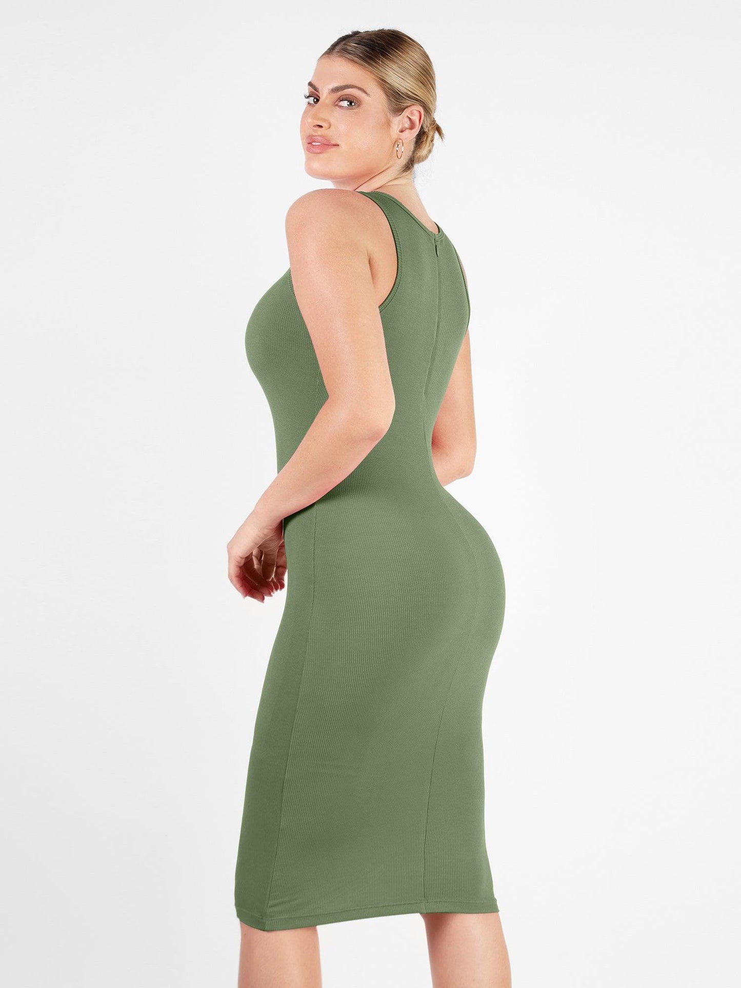 Shapewear Modal Karın Kontrollü Midi Elbise