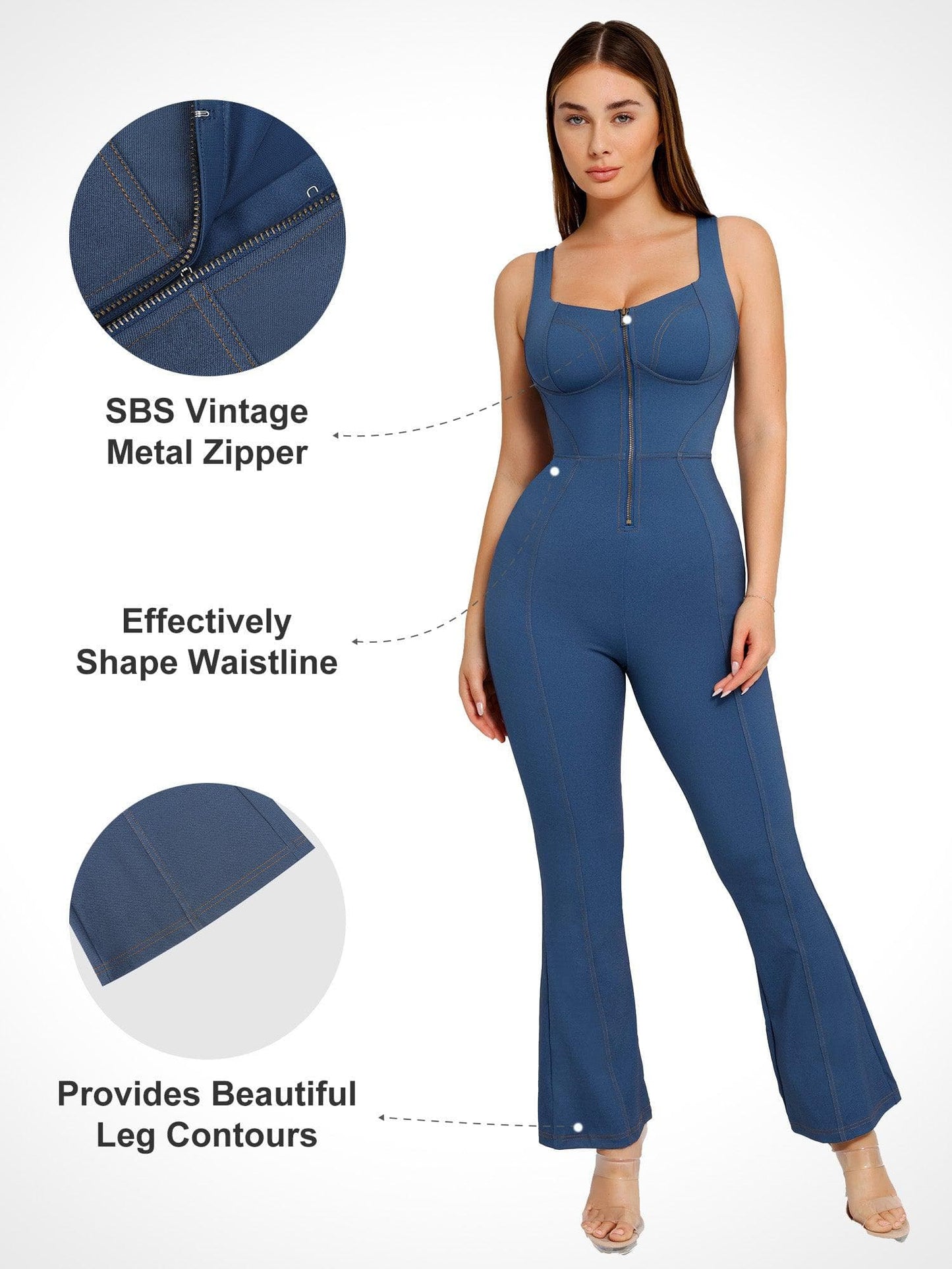 Shapewear Denim Şekillendirici Elbise veya Bodysuit veya Tulum