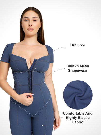 Shapewear Denim Şekillendirici Elbise veya Bodysuit veya Tulum