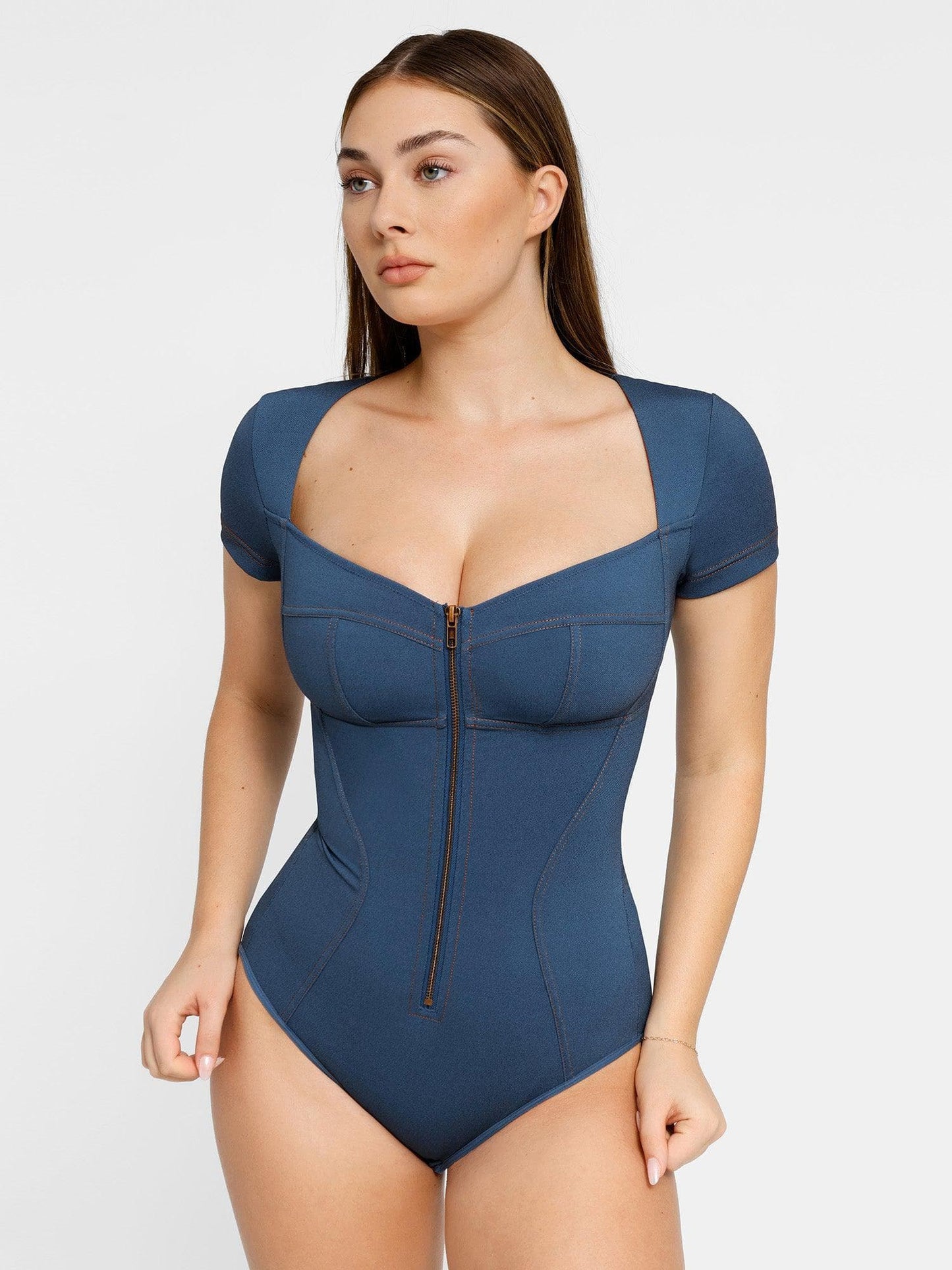 Shapewear Denim Şekillendirici Elbise veya Bodysuit veya Tulum